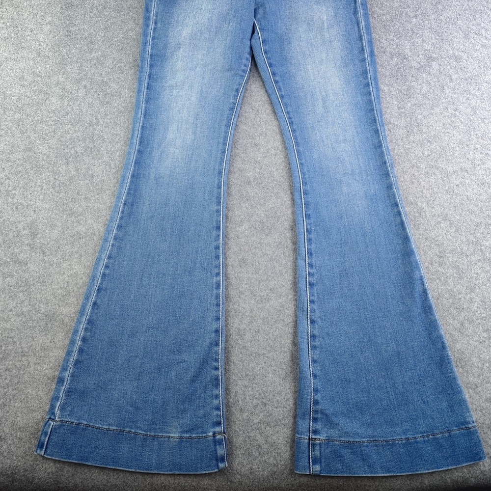 Kancan Jeans‎ 9/28 Flare Blue Denim Stretch High Rise Light Wash Released Hem - Picture 2 of 11